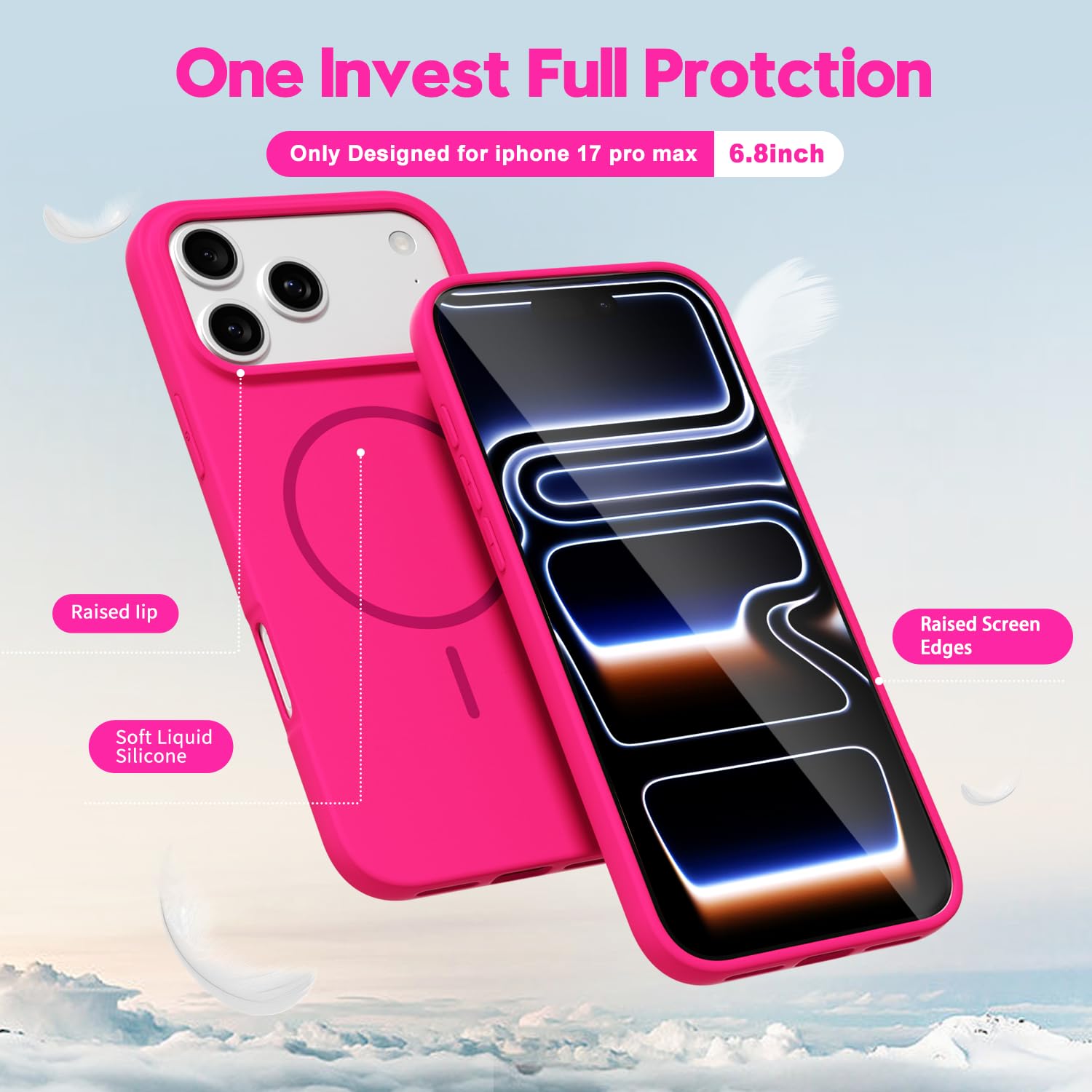 Iphone 17 Pro Case Silicone Mag Safe, Magnetic Slim Thin Phone Case Magsafe Wire