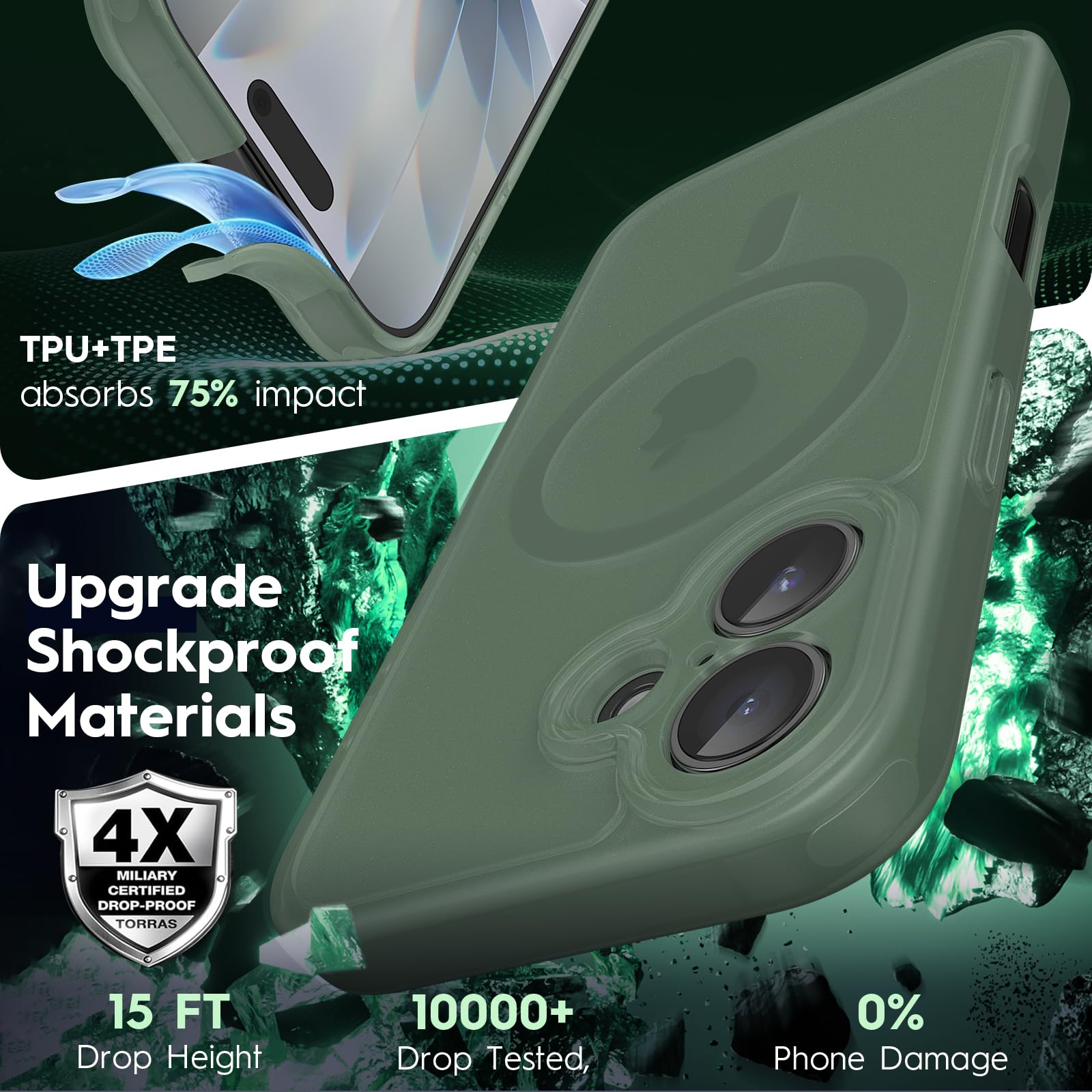 for iPhone 17 Case, Compatible with MagSafe, Shockproof Cover for iPhon