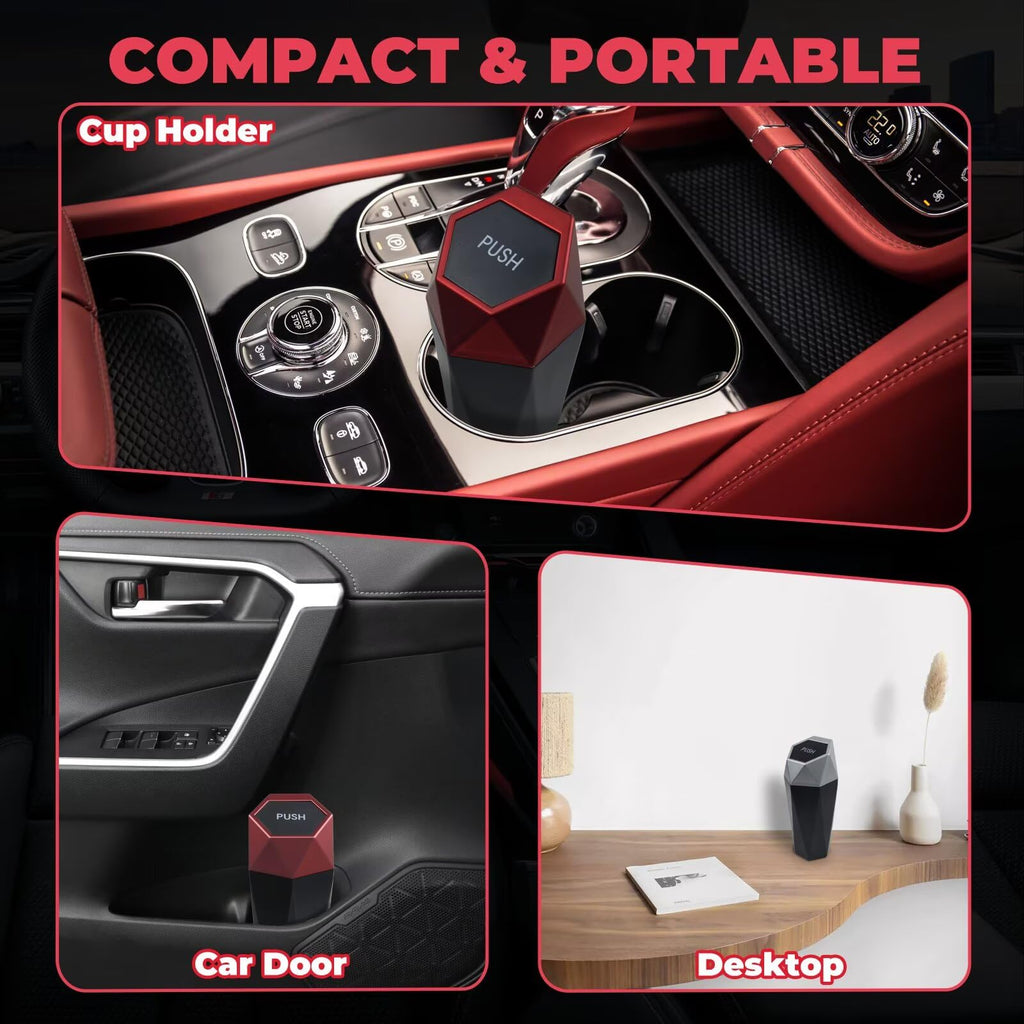 Trash Can, 2 Pack Car Trash Bin With Lid, Car Accessories For Women Interior, Ca