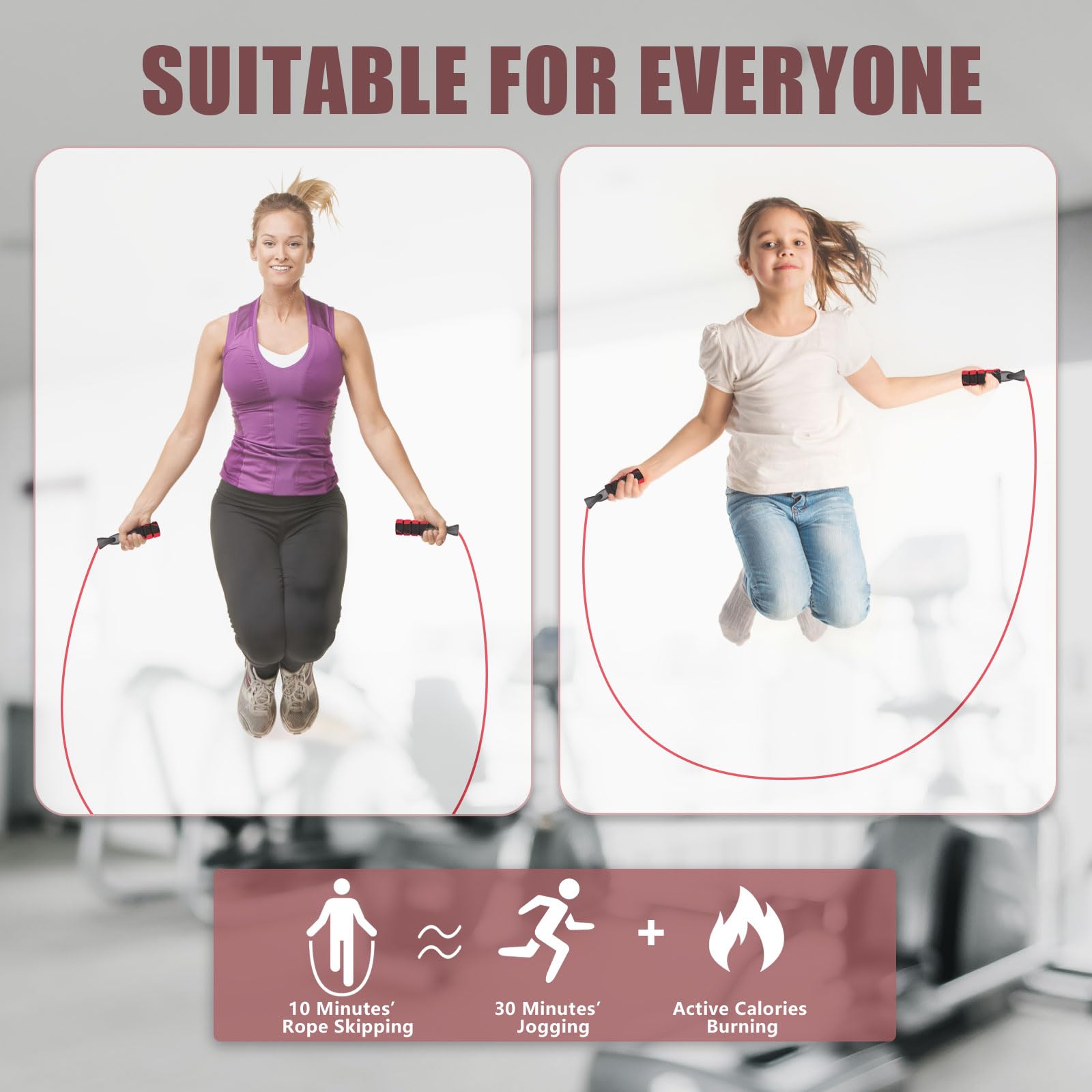 Rope with Adjustable Length Cotton Rope Double Bearing Skipping Rope for Women M