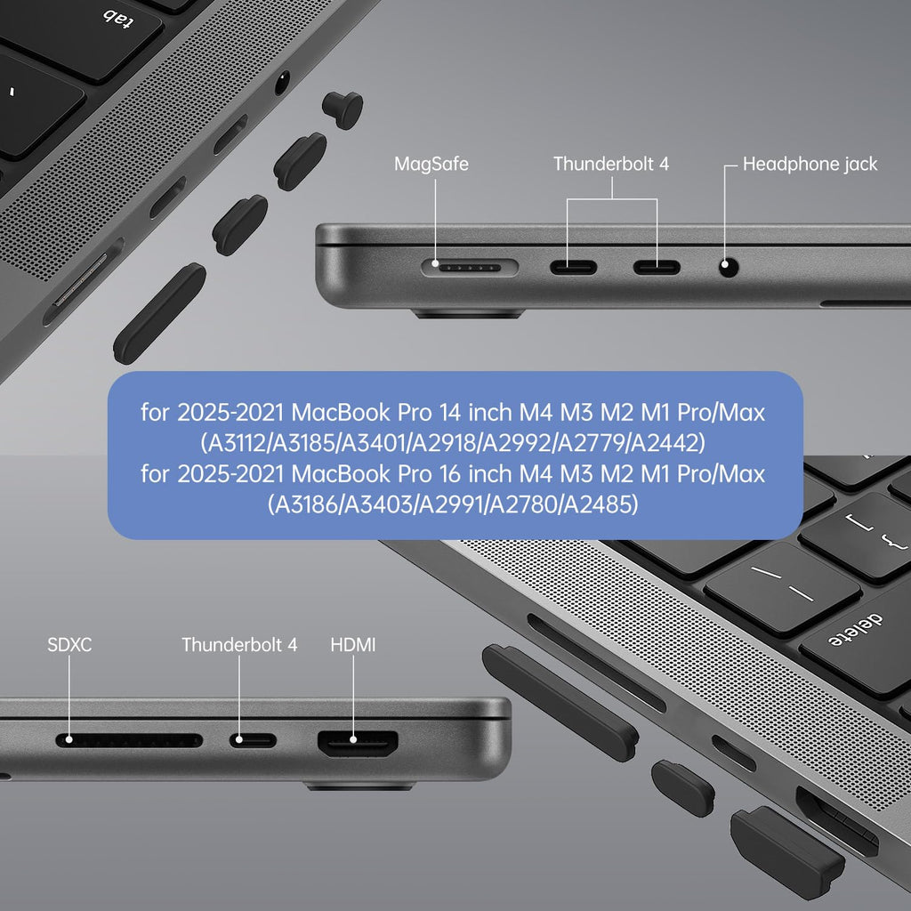 Dust Plug Cover Accessories for 2026-2021 MacBook Pro 14" 16" M5 M4 M3