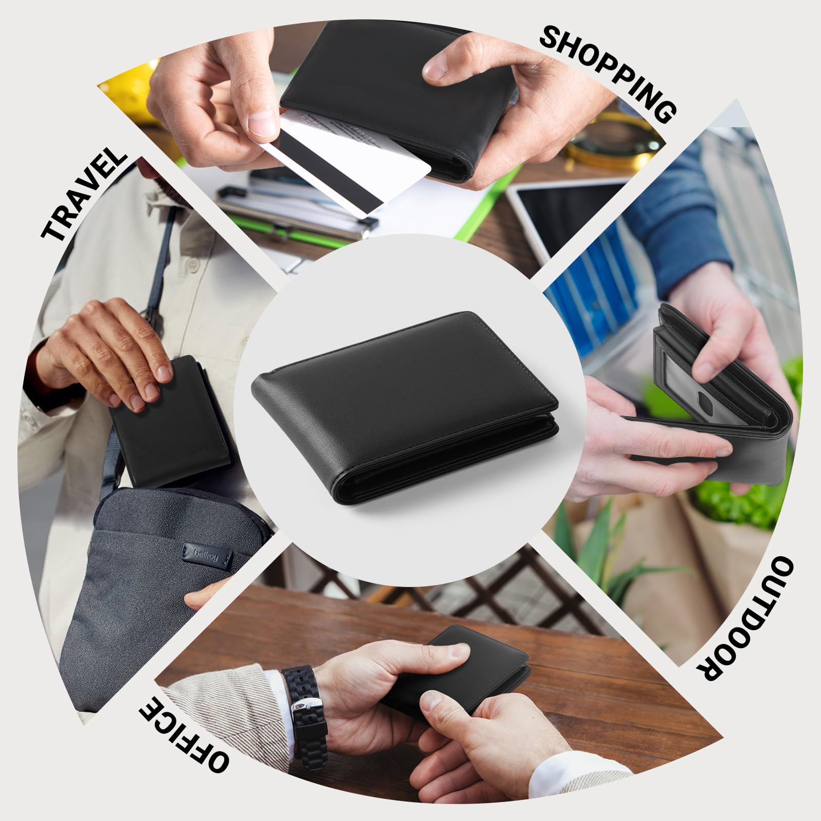 Wallet For Men RFID Blocking Black Wallets Bifold Faux Leather Card Holder Front
