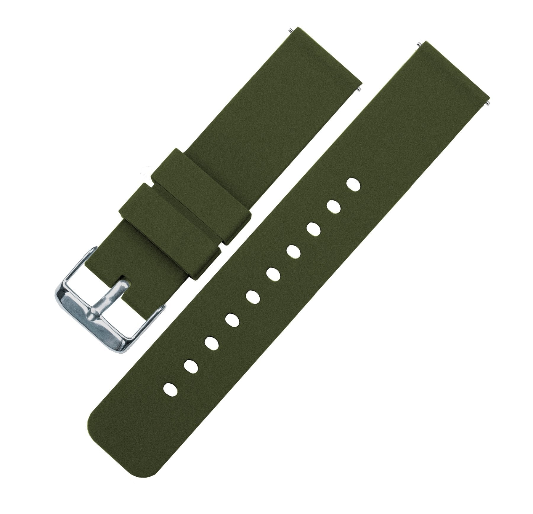 WATCH BANDS 22mm Army Green Soft Silicone Quick Release Straps