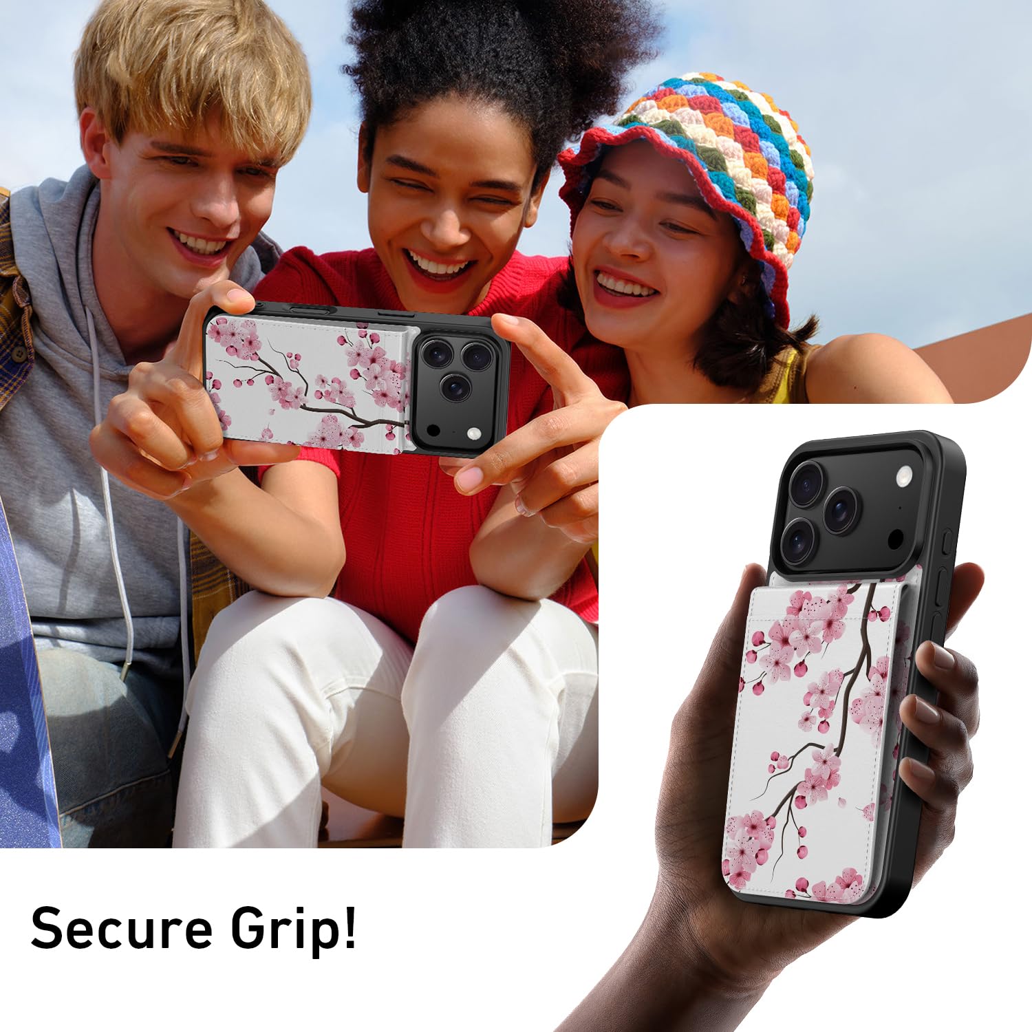 Iphone 17 Pro Wallet Case, Built-In Card Holder, Fashion Printed, Rfid Blocking,