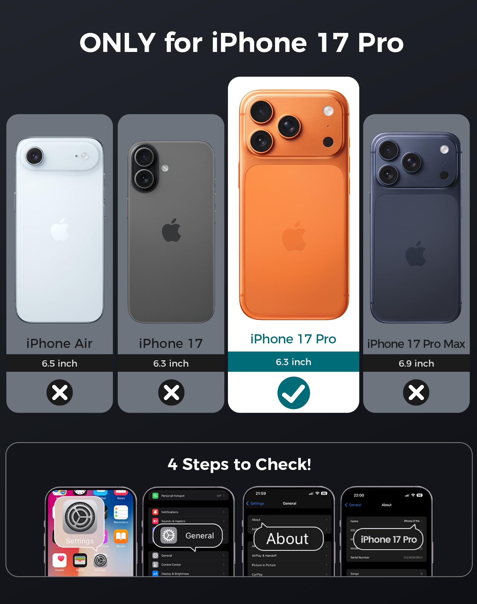 Iphone 17 Pro Case With Privacy Tempered Glass Screen Protector & Camera Lens Pr
