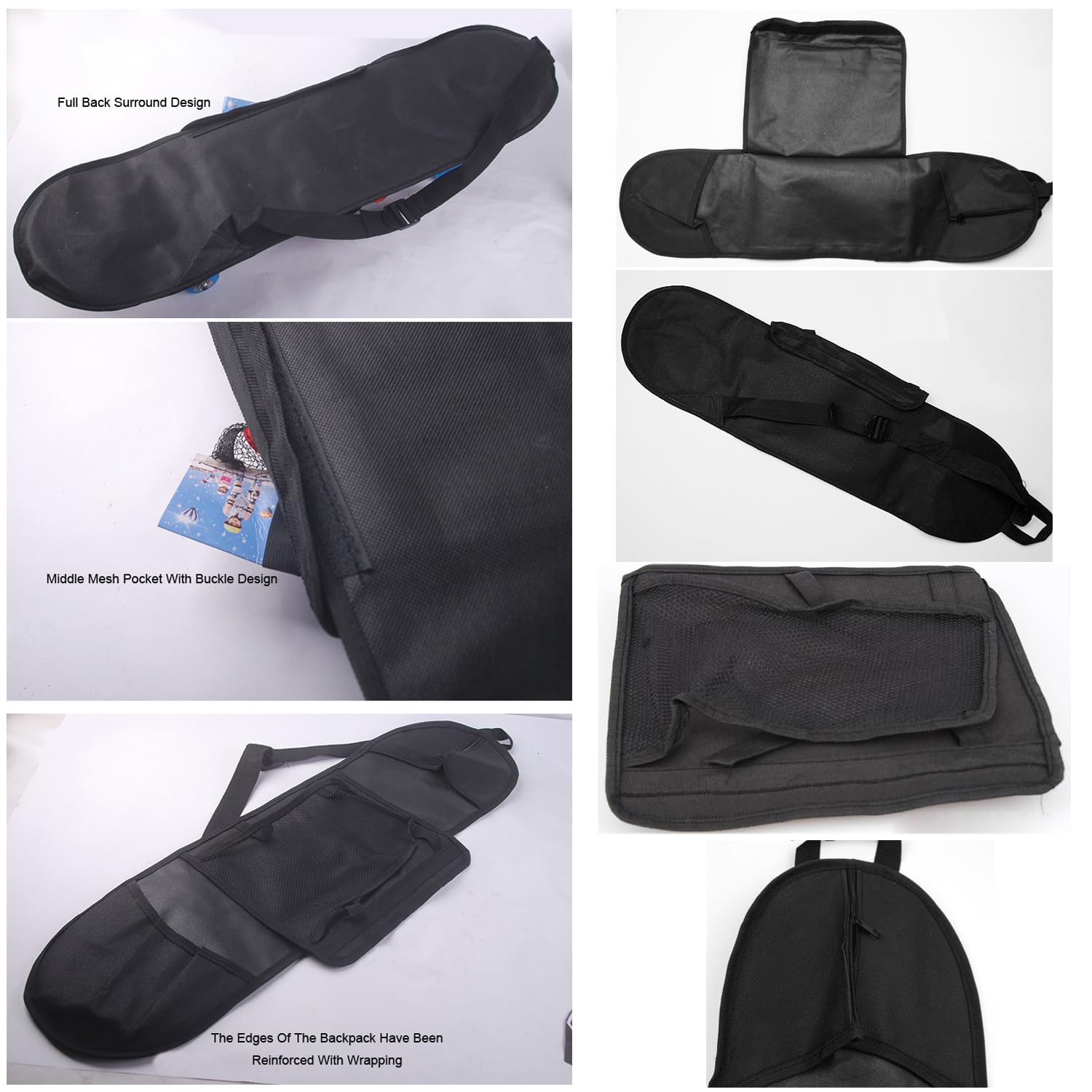 Skateboard Bag Backpack 31'' Slim Foldable Nylon Skate Board Carry Bags with Glo