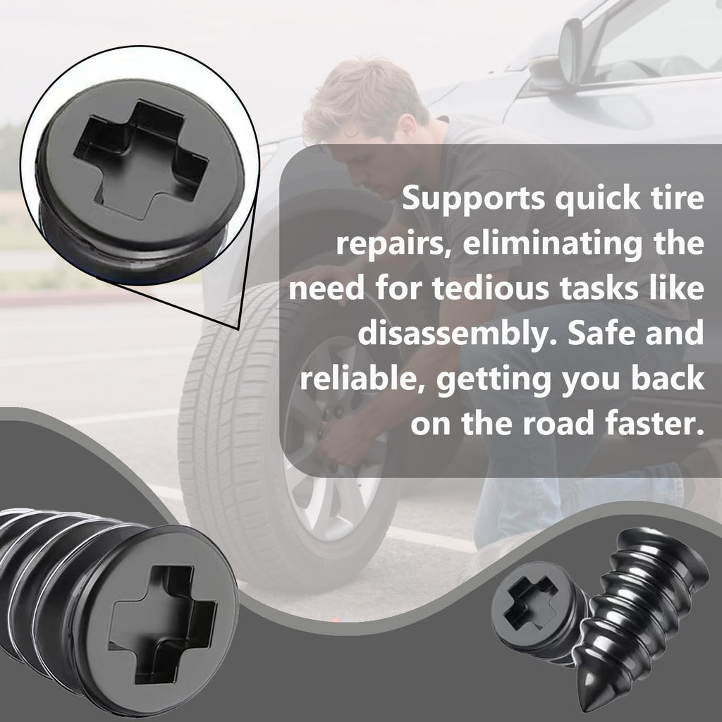 Tire Repair Rubber Nail Kit, Tire Repair Screws, Fast Self-Service Tool for Car,
