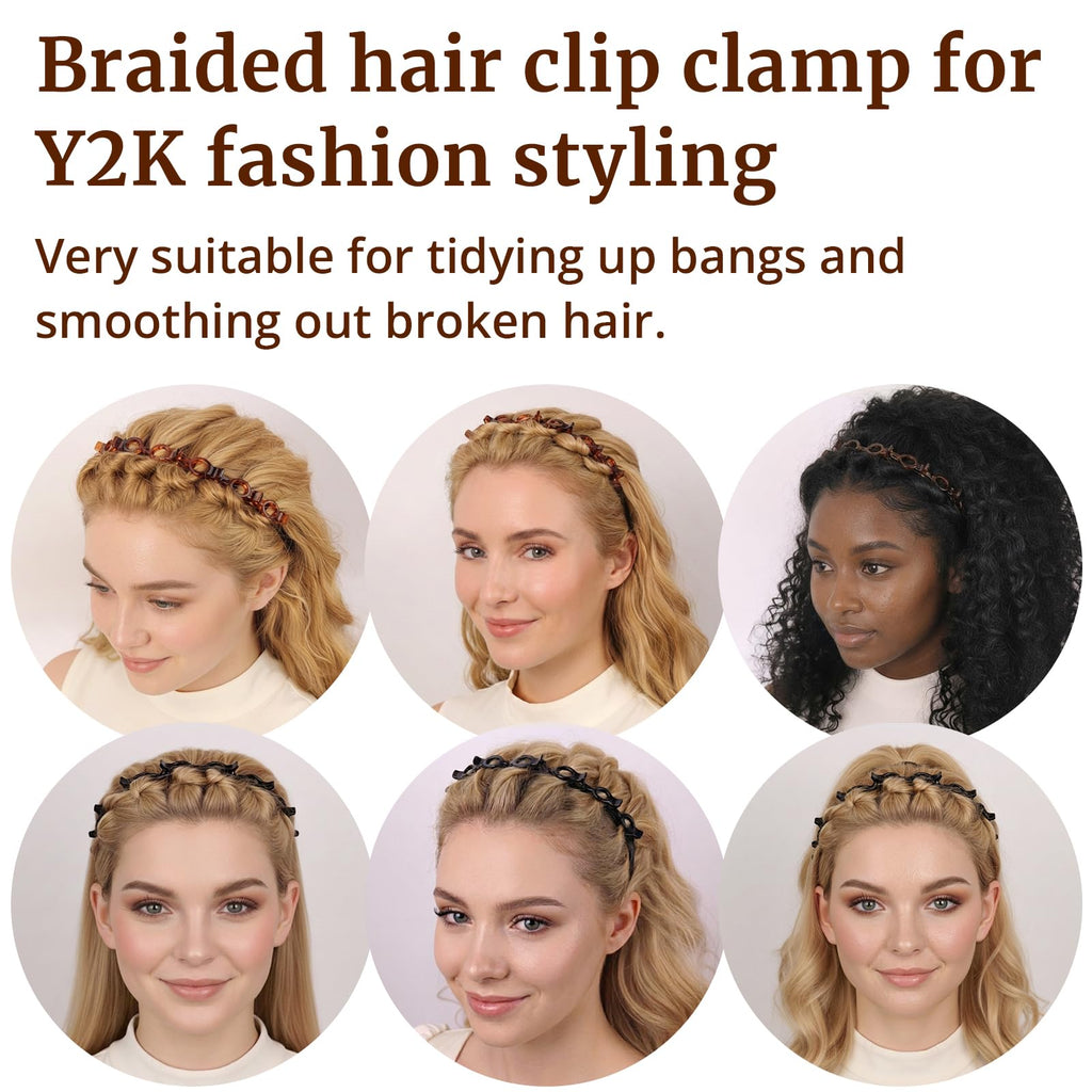 2 Pack Clip Headband for Twisty Bangs, 90s Hair Accessories for Women with 8 Min