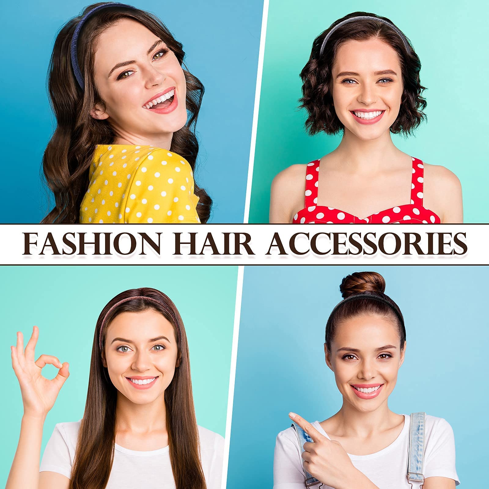 7mm Thin Headbands For Women, 12 Pcs Plastic Headband with Teeth Head Bands Comb