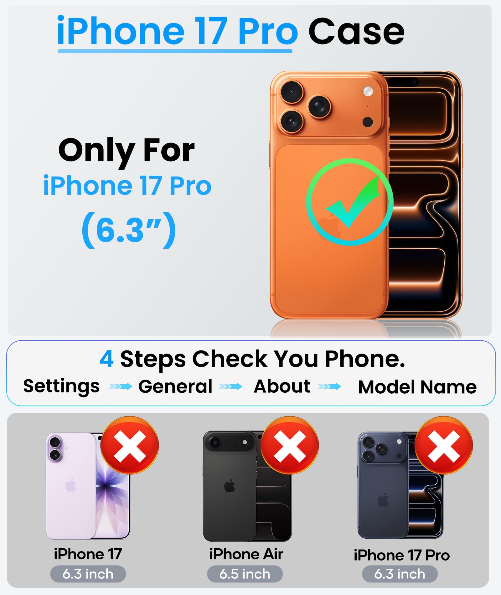 Iphone 17 Pro Case With Card Holder (Store 2 Cards), Rfid Blocking, 360° Full Bo