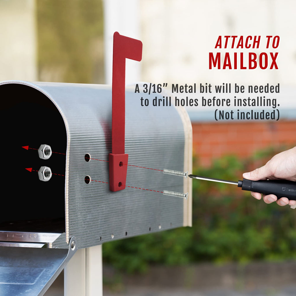Universal Outgoing Mailbox Flag for Brick, Wood, Metal & Stucco - Rust Resistant
