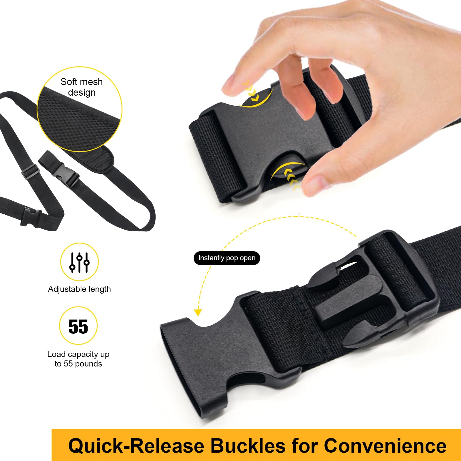 Strap with Quick-Release Plastic Buckles & Anti-Slip Pad for Elect