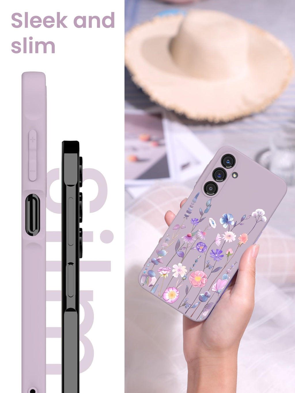 for Samsung Galaxy A17 5G Case, Girls Women Florals Liquid Silicone Phone Case,