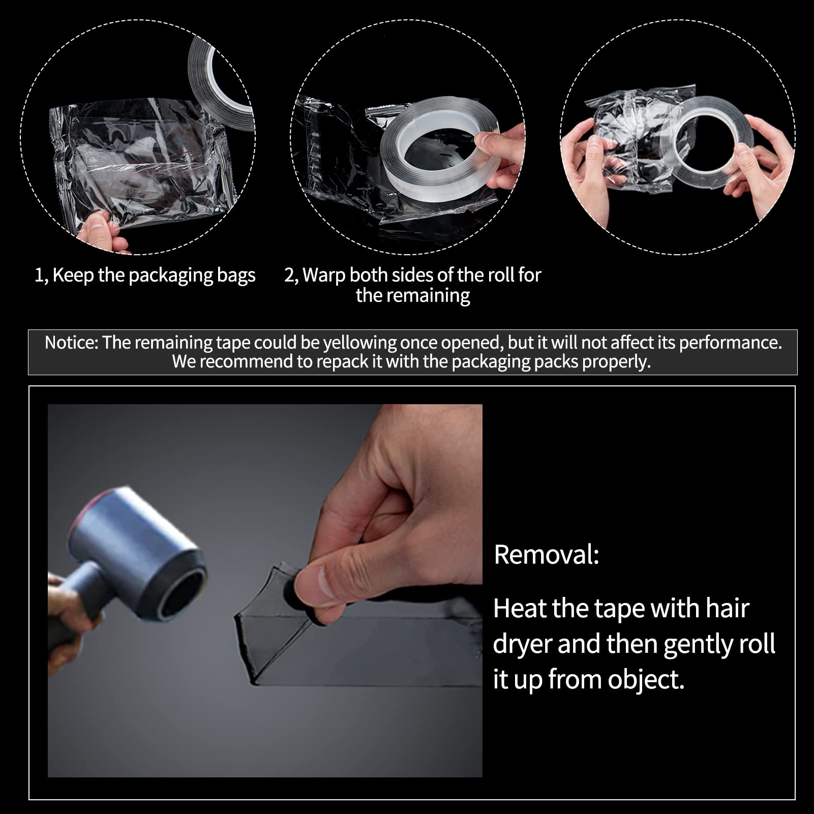 Mounting Tape (10FT), Multipurpose Removable Adhesive Foam Tape, Tr