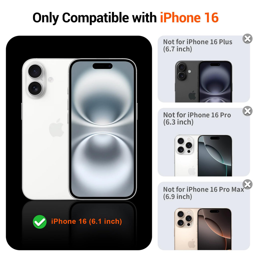 iPhone 16 Case,Magnetic Matte Military Grade Drop Protection Translucent Cel