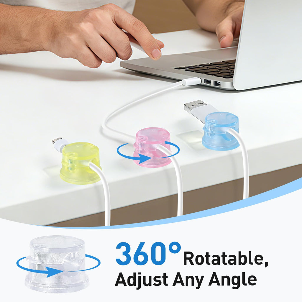 Pack Magnetic Cable Clips, Upgraded 360° Rotatable Cord Holde