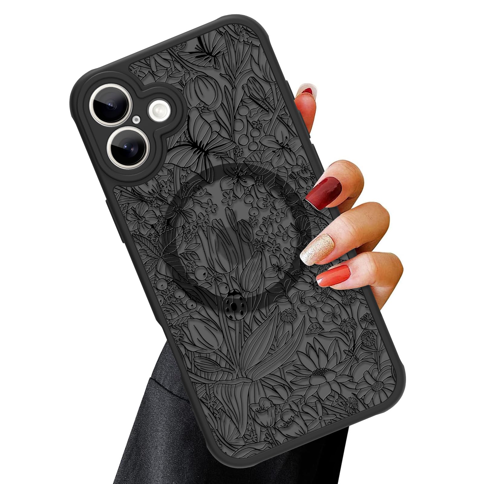 Case For Iphone 17 (6.3") With Screen Protector, Cute Floral Design For Women &