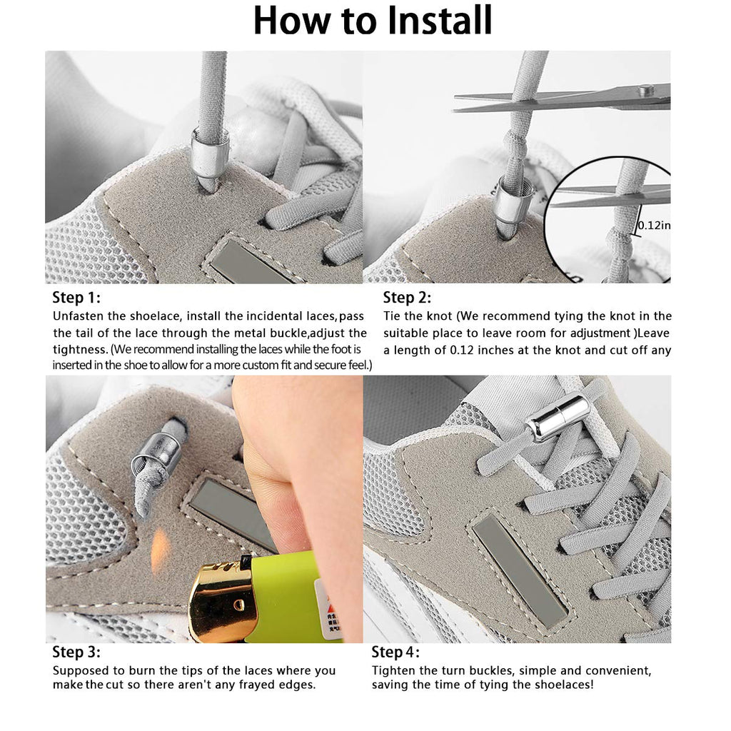 Shoe Laces for Kids and Adults Sneakers,Elastic No Tie Shoelaces Black