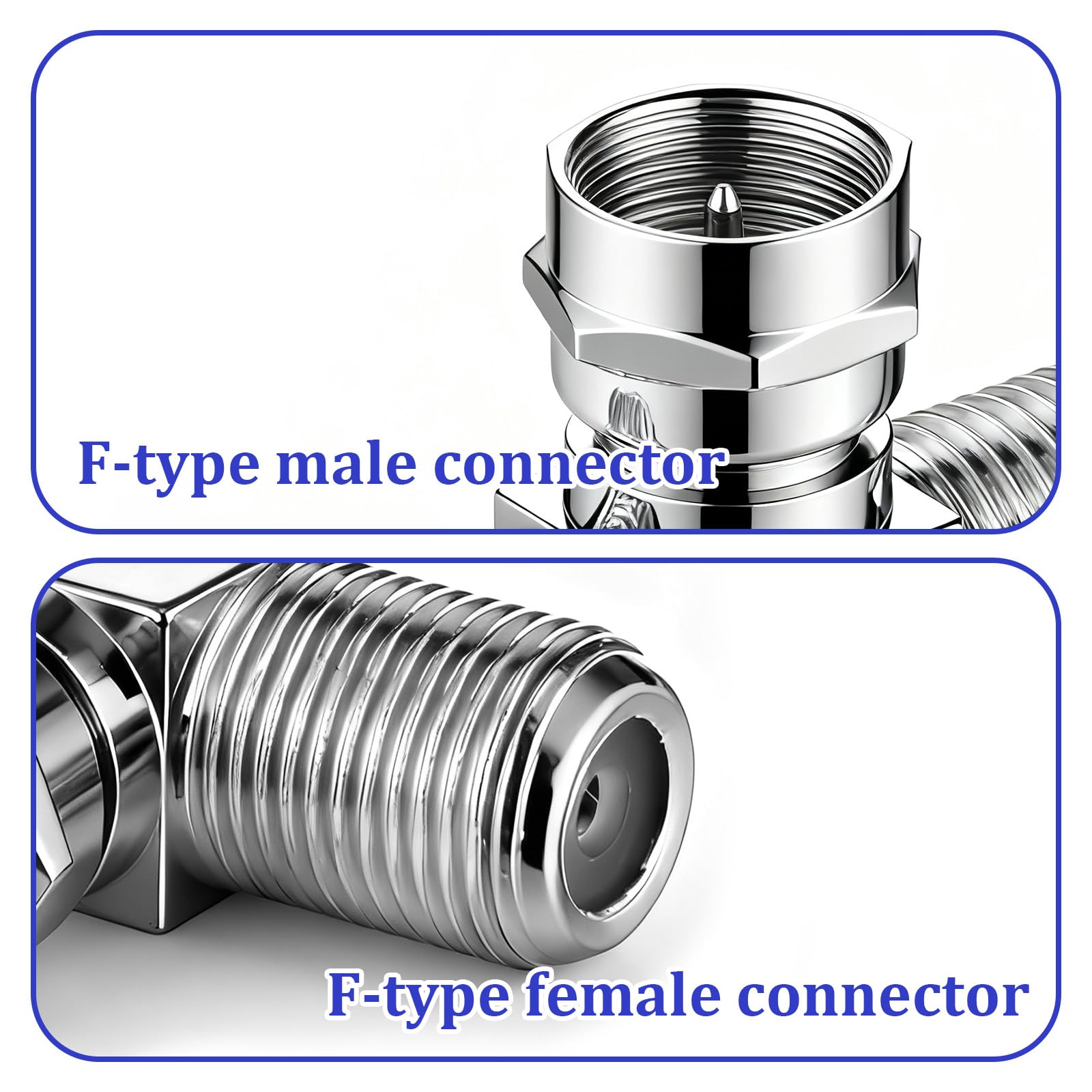 Coaxial Cable Splitter, Zinc Alloy Tv Splitter 2 In 1 Out F Type Rg6 Male To 2 F