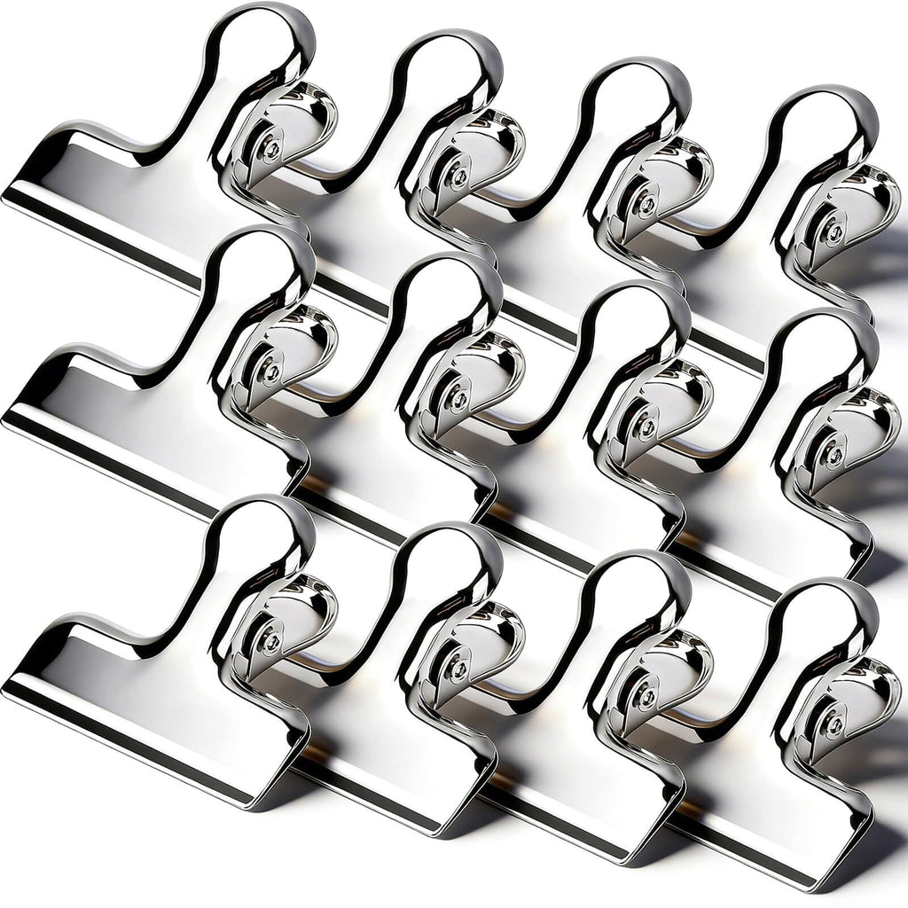 12Pcs Sliver Stainless Steel Chip Clips for Food Packages, Metal Kitc
