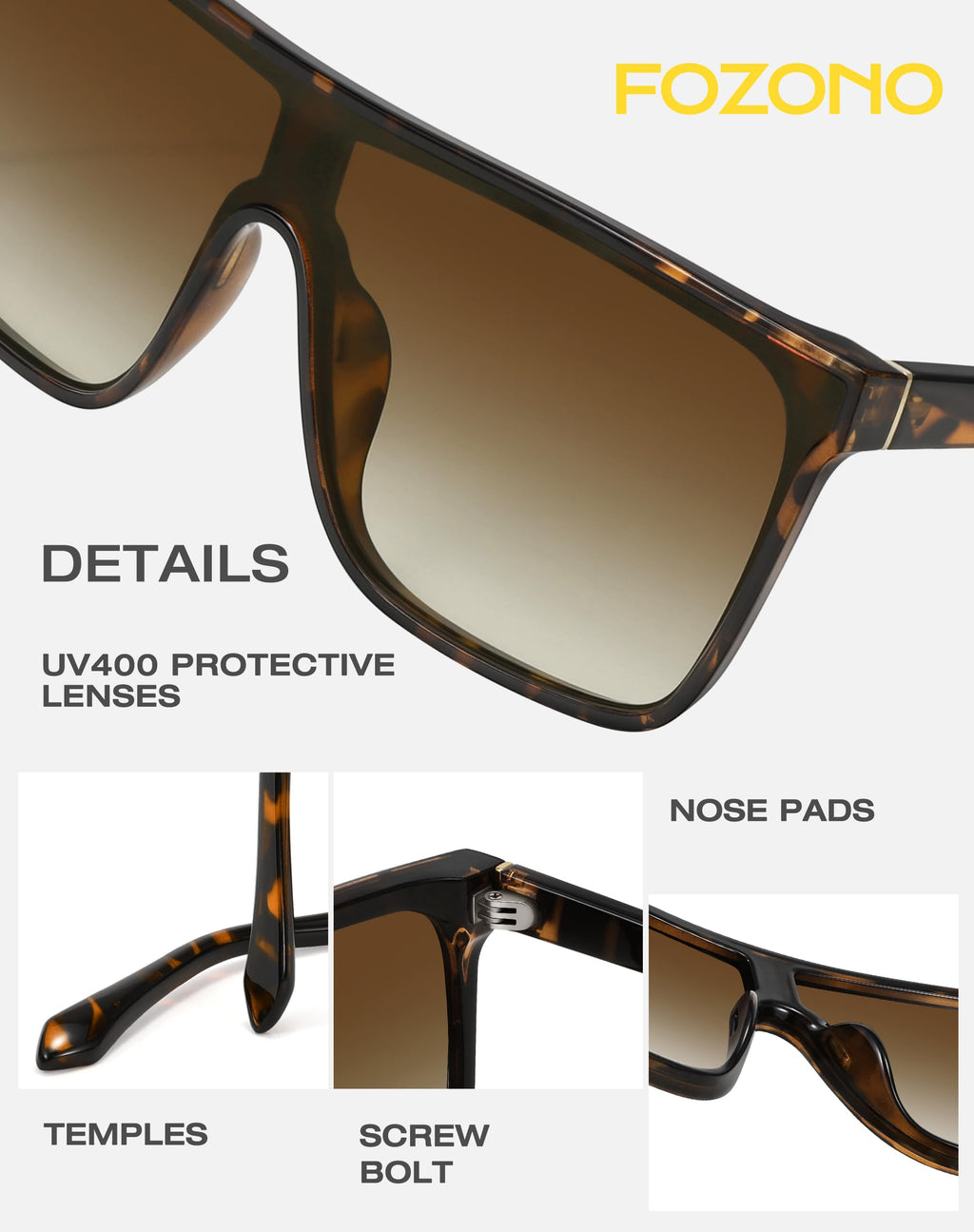 Square Oversized Sunglasses for Women Men Retro Flat Top Shield Sun Glass