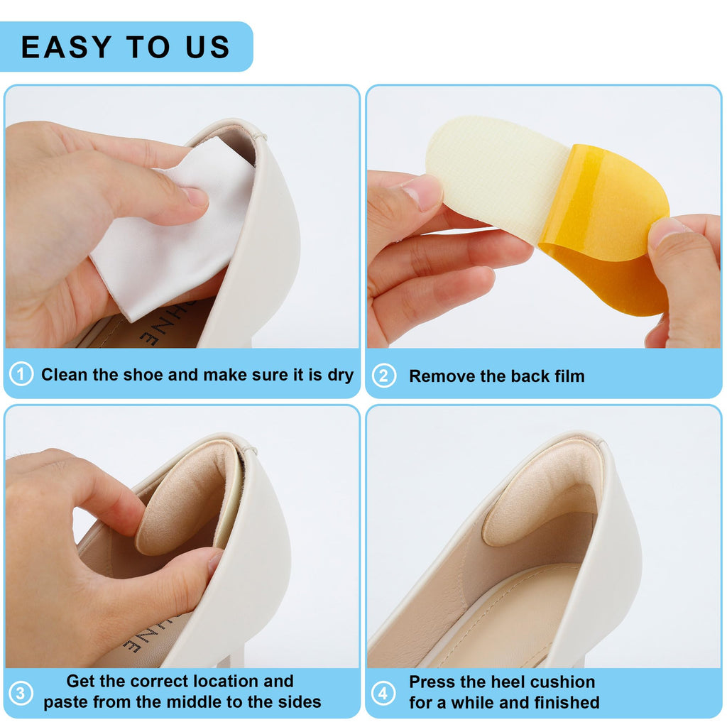 Pairs Heel Cushion Pads for Too Big Shoes - Protectors to Prevent Heel Pain, Bli