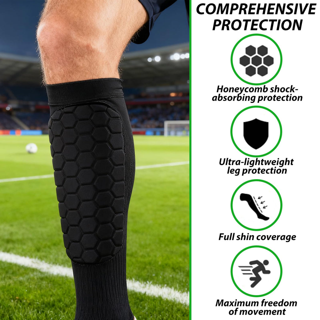 A Pair of Soccer Shin Guards Shin Pads for Kids Youth Adult, Calf Compression Sl
