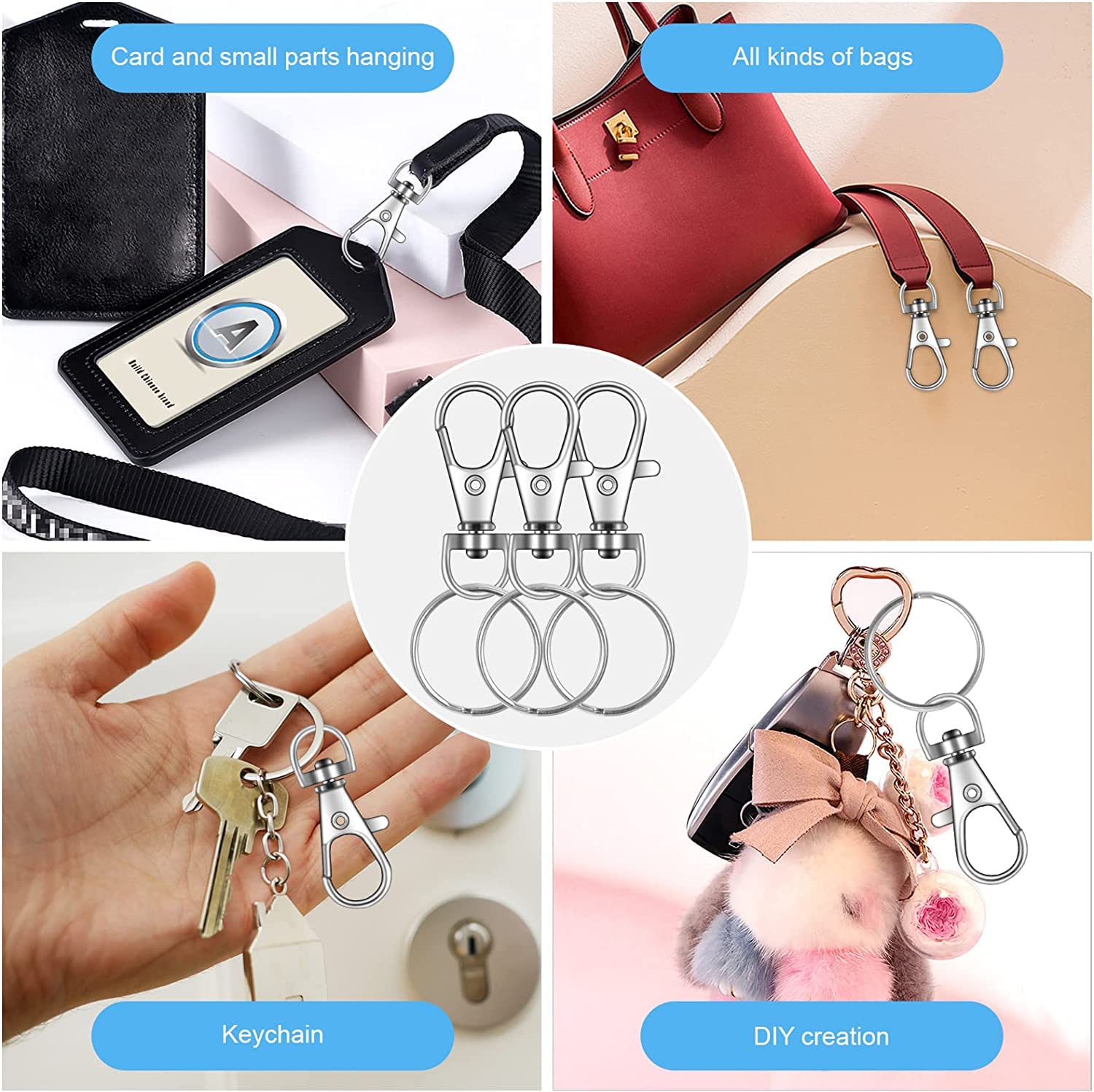 Chain Clip Hooks, Swivel Clasps Lanyard Snap Hook, Keychain Hooks for Lanyar