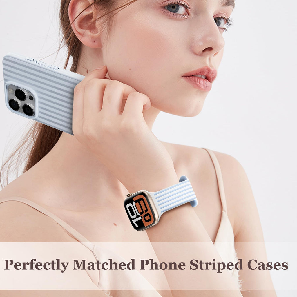 Striped Band Compatible with Apple Watch Bands for Women 40mm 42mm 41mm