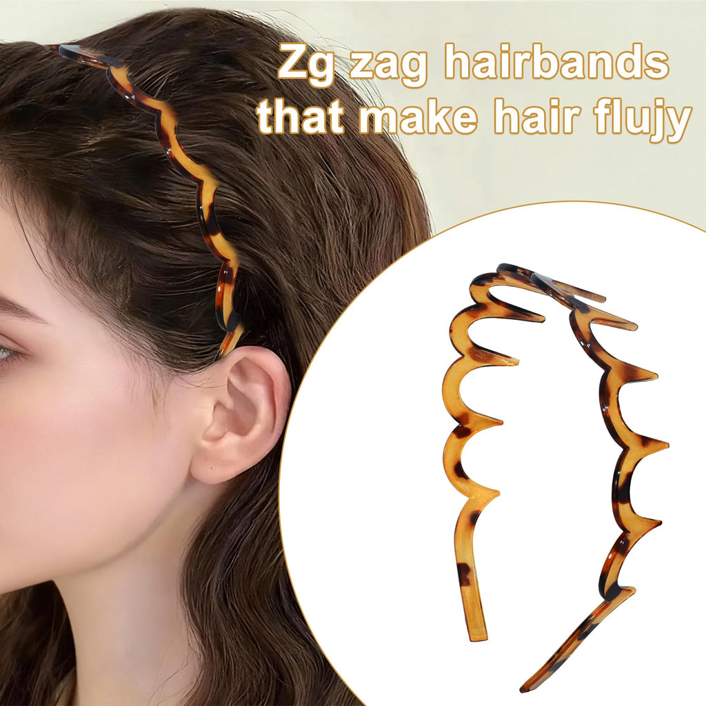 2026 Zigzag Headbands for Women, 2-Pack U-Shaped Hair Comb Headbands, Non-Slip S