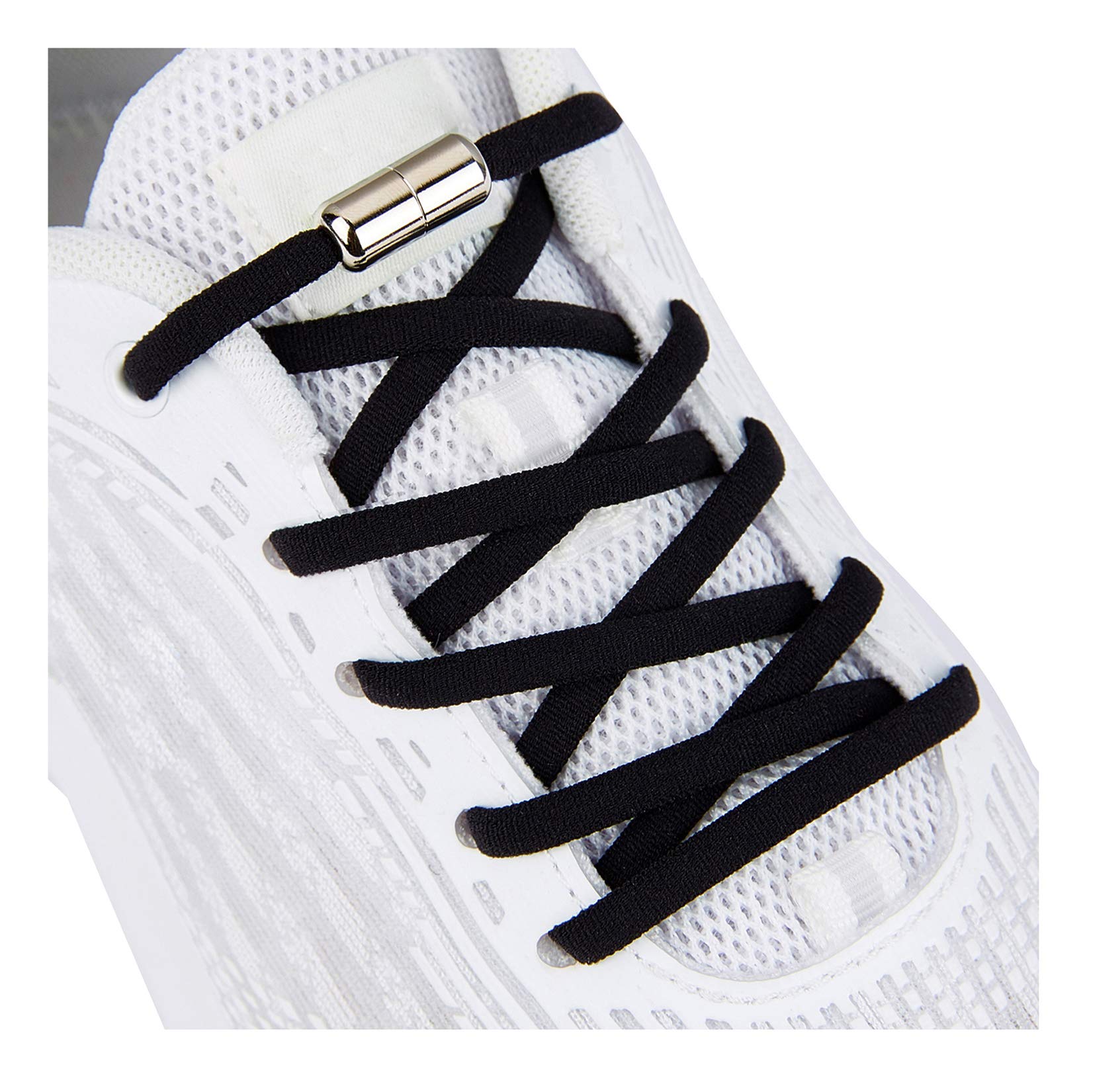 Shoe Laces for Kids and Adults Sneakers,Elastic No Tie Shoelaces Black
