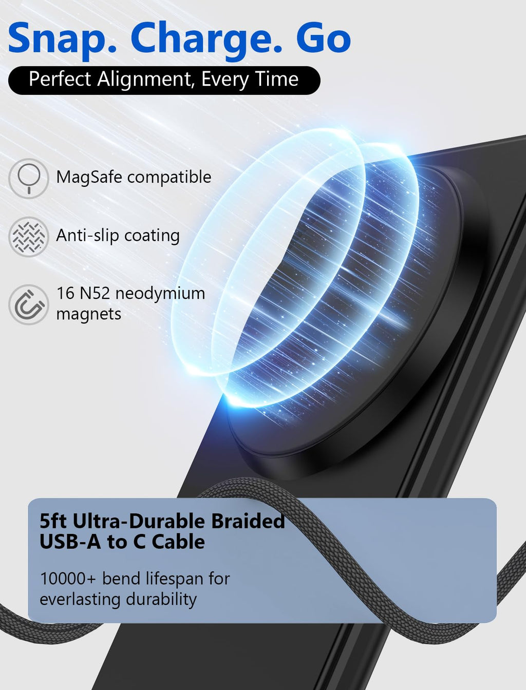 '- Iphone Charger Stand, Fast Magnetic Wireless Charger For Iphone 17/16/15/14/13