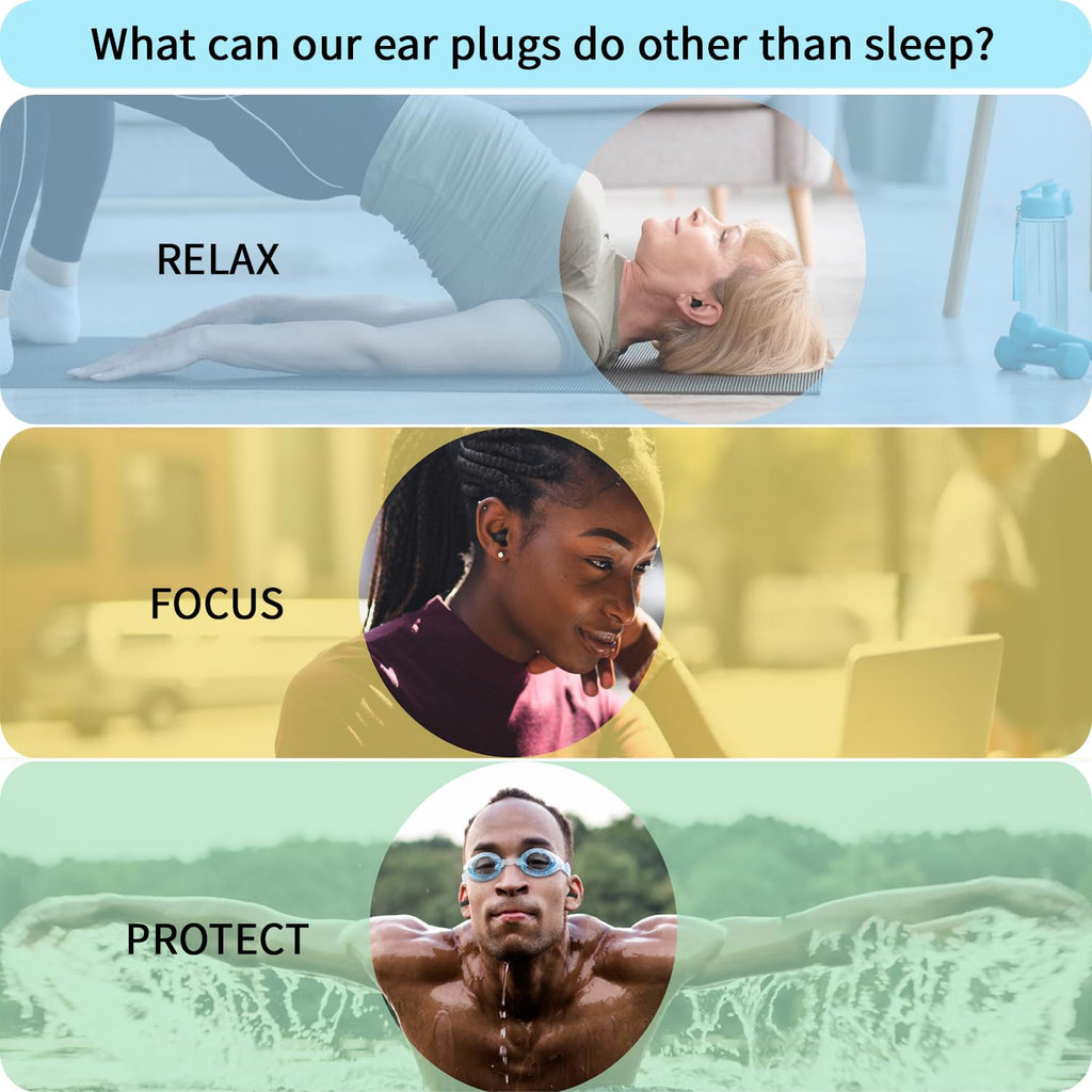 Sleeping,5 Pairs Noise Cancelling Silicone Earplugs for Sleeping Swimming Sn
