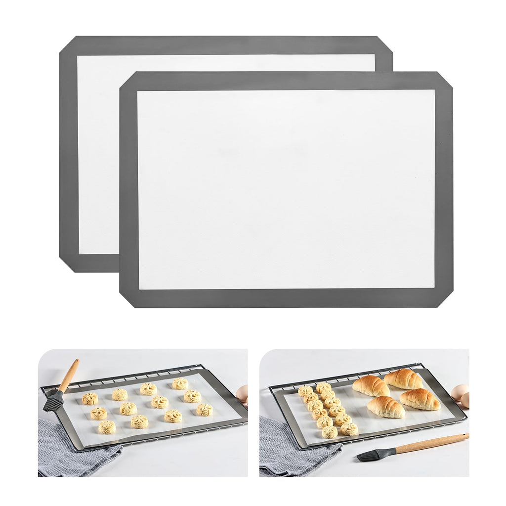 Baking Mat Set of 2 — 16.5"x11.6" Non-Stick Reusable BPA-Free Sheet for Cookies,