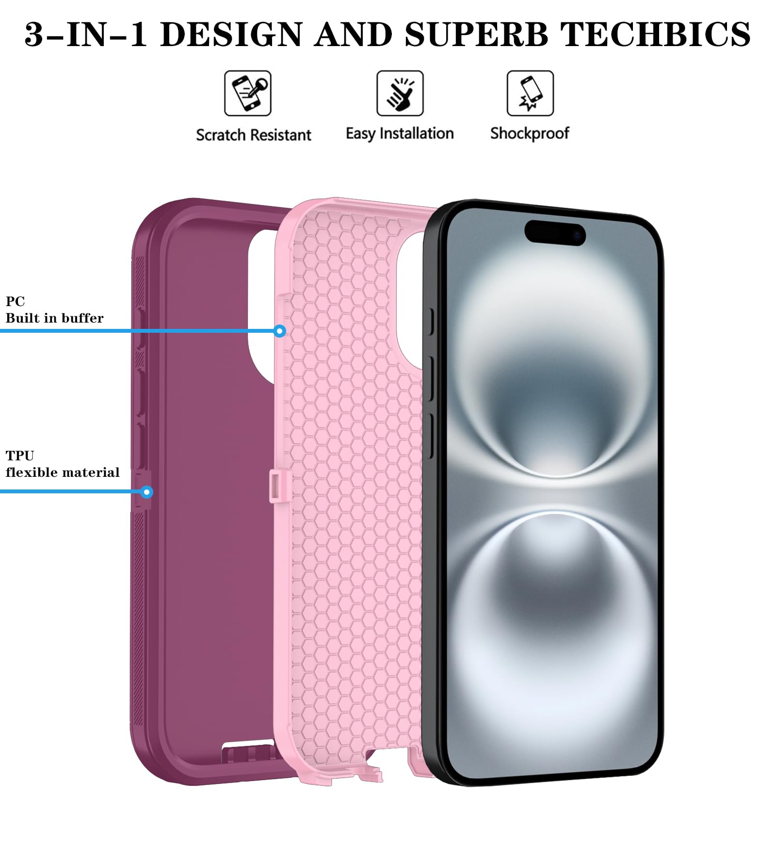 With Iphone 17 Case With Hd Screen Protector, [2 In 1 ] Heavy Duty Protection Ph