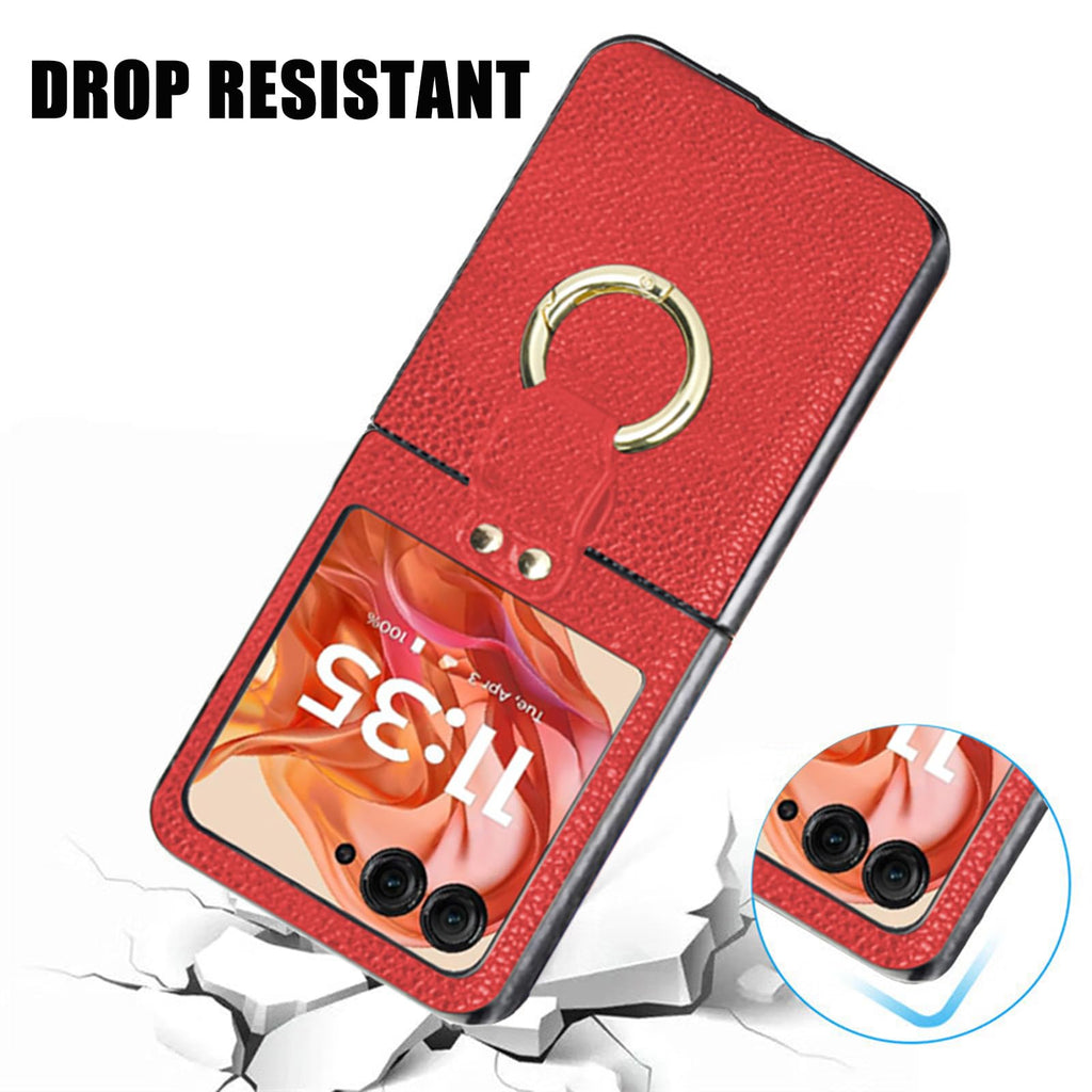 Leather Case for Motorola Razr 2024/2025 with Ring,Moto Razr 2025/2024 Phone Cas