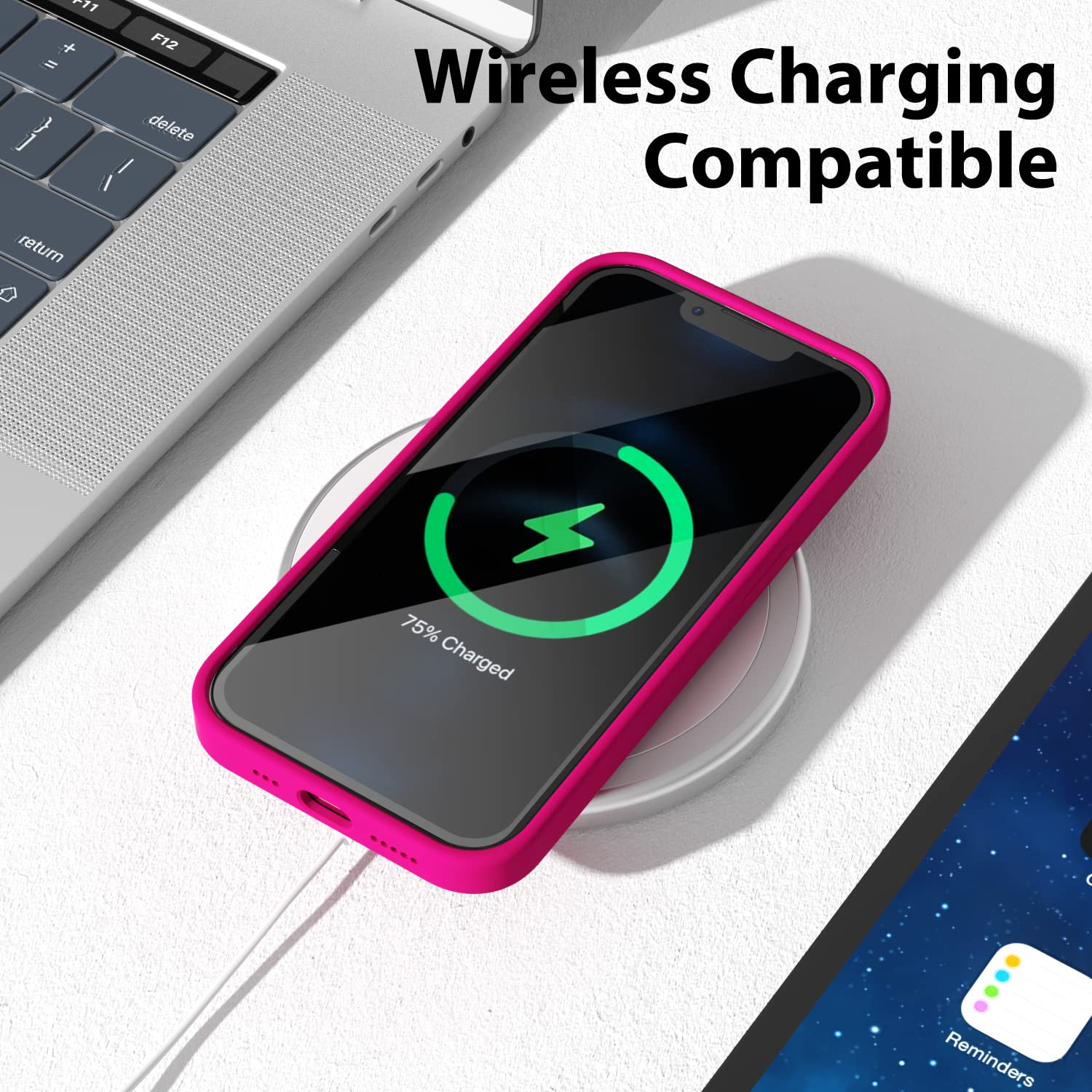 Iphone 14 Phone Case Liquid Silicone, Fluorescent Bright Solid Color, Cute Thin