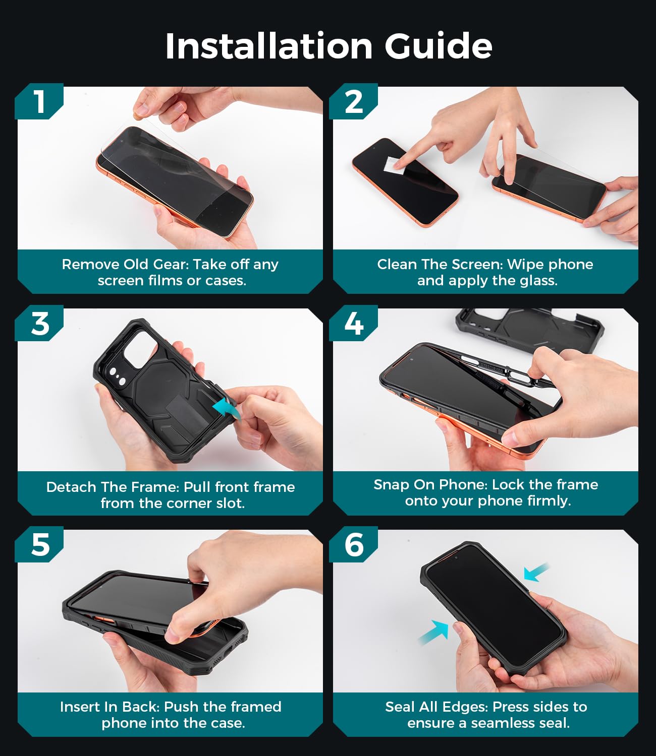 iPhone 17e Case/iPhone 16e Case with Screen Protector & Invisible Kickstand,