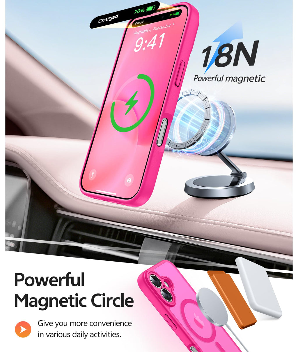 Iphone 16 Case [ Magsafe] Translucent Matte Cases With [Screen Protector] Milita
