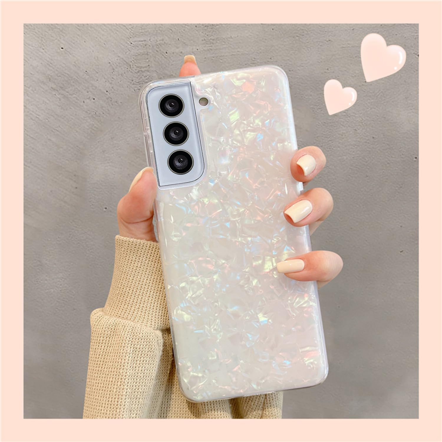Galaxy S21 Case 5G 6.2-inch, Luxury Sparkle Glitter Translucent Clear Opal Pearl