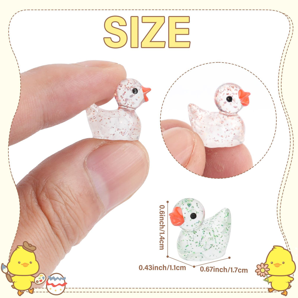 Mini Resin Ducks, Colorful Tiny Ducks Figurines Bulk for Miniature Dollh
