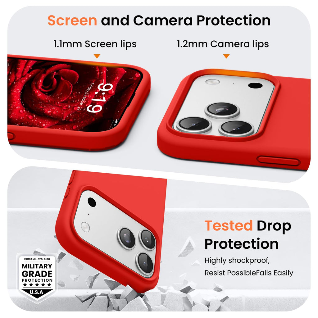 For Iphone 17 Pro Case,Shockproof Liquid Silicone Protective Phone Case With Sof