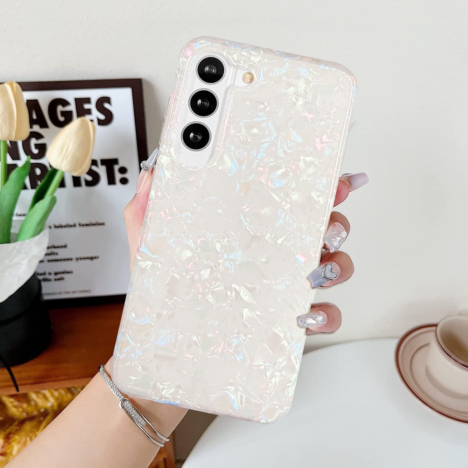 Galaxy S23 Plus Case 5G 6.6-inch, Luxury Sparkle Glitter Translucent Clear Opal