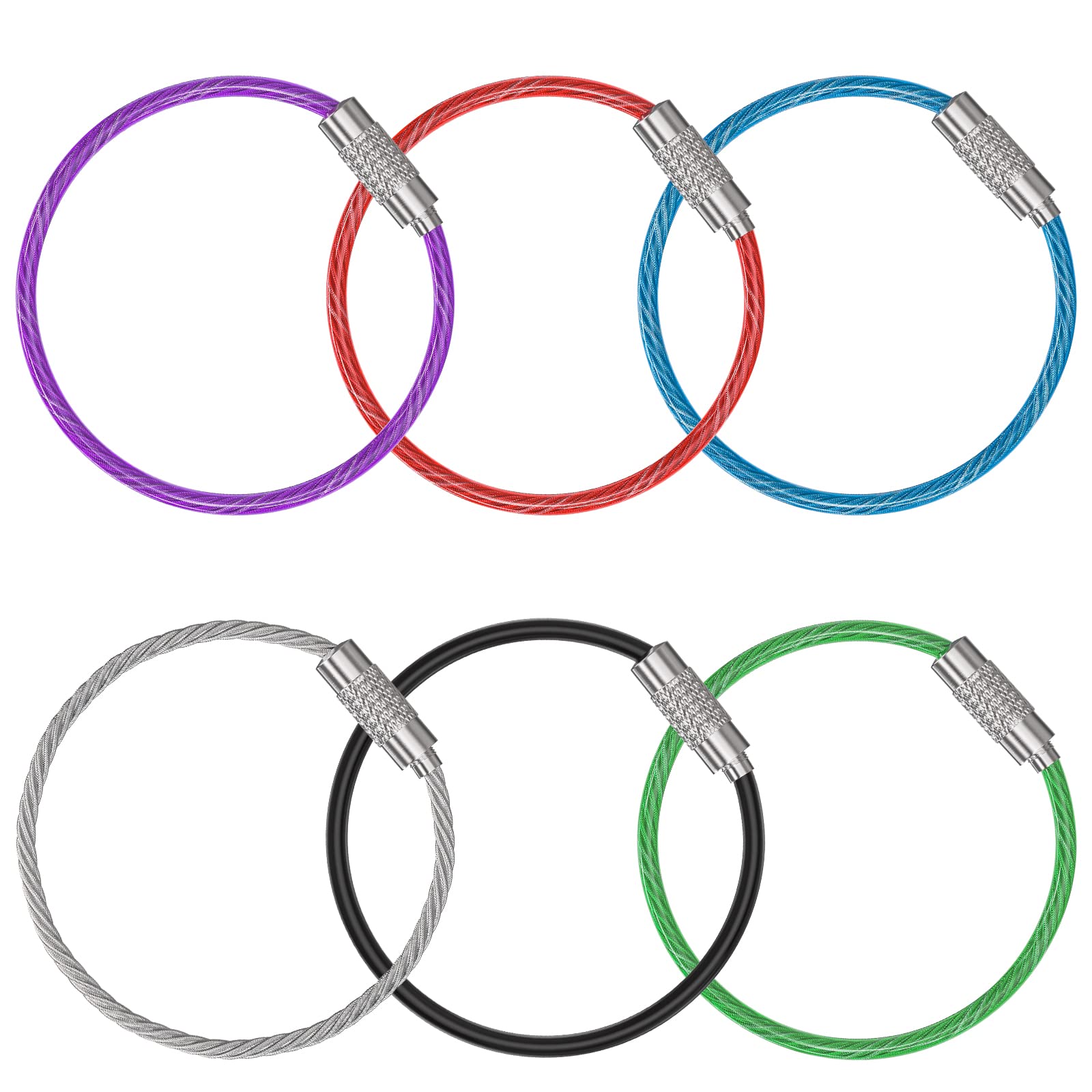 Inch Wire Keychain Cable in 6 Assorted Colors Large Stainless Steel Key Ring L