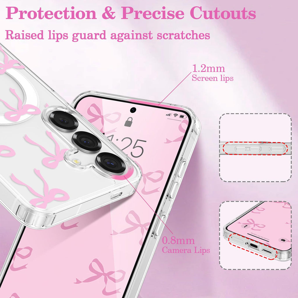 Magnetic for Samsung Galaxy S26 Case, Bow Case Compatible with MagSafe, Wireless