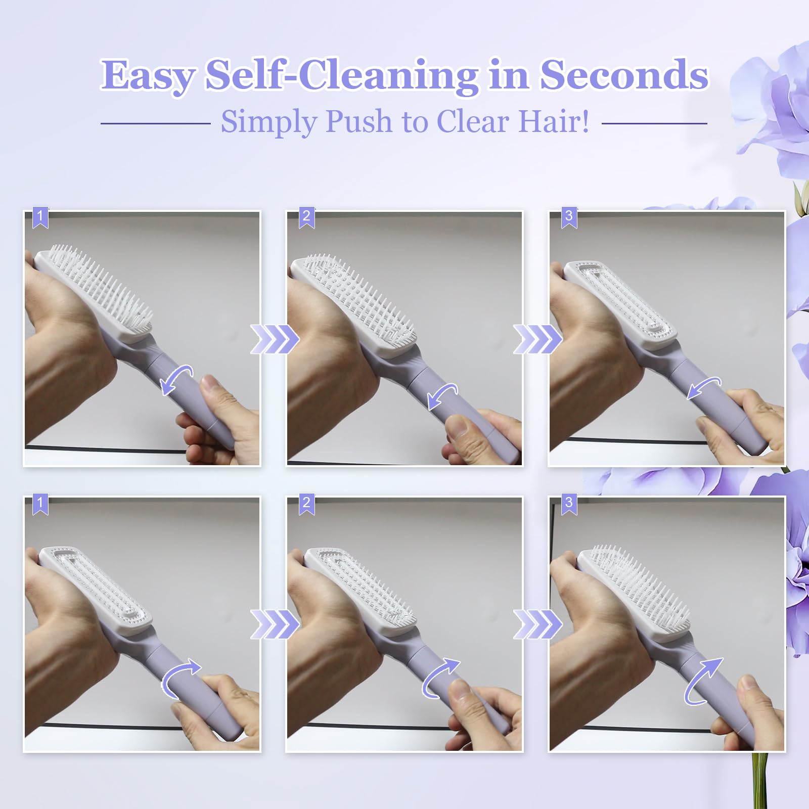 Hair Brush with Retractable Bristles, Anti Static Scalp Massage Comb fo