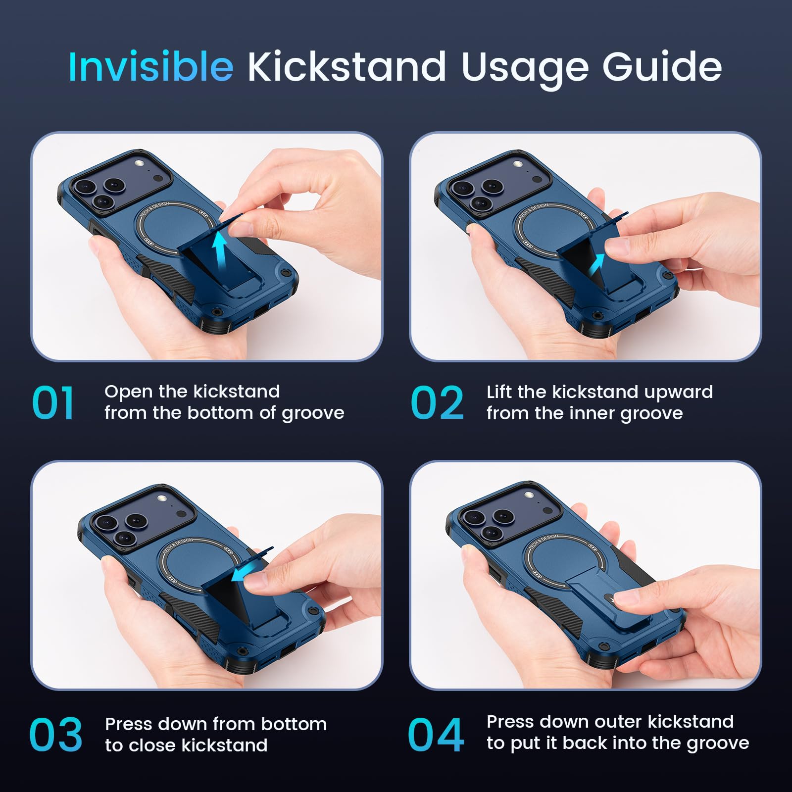 1 For Iphone 17 Pro Case [ Magsafe] [Invisible Kickstand] [Hd Screen Protector]