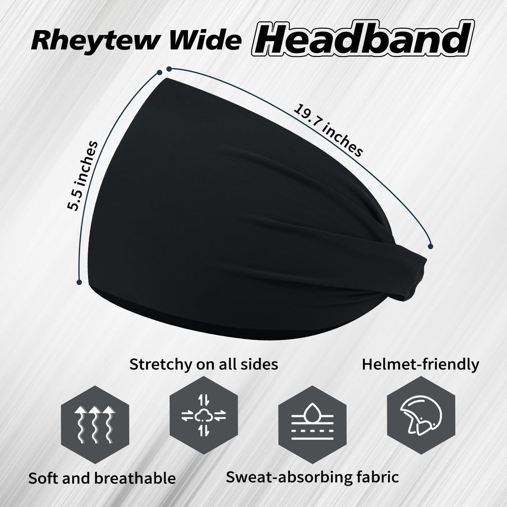 Sweat Hair Bands for Men, Non Slip Black Elastic Headbands for Long Hair, 8 Piec