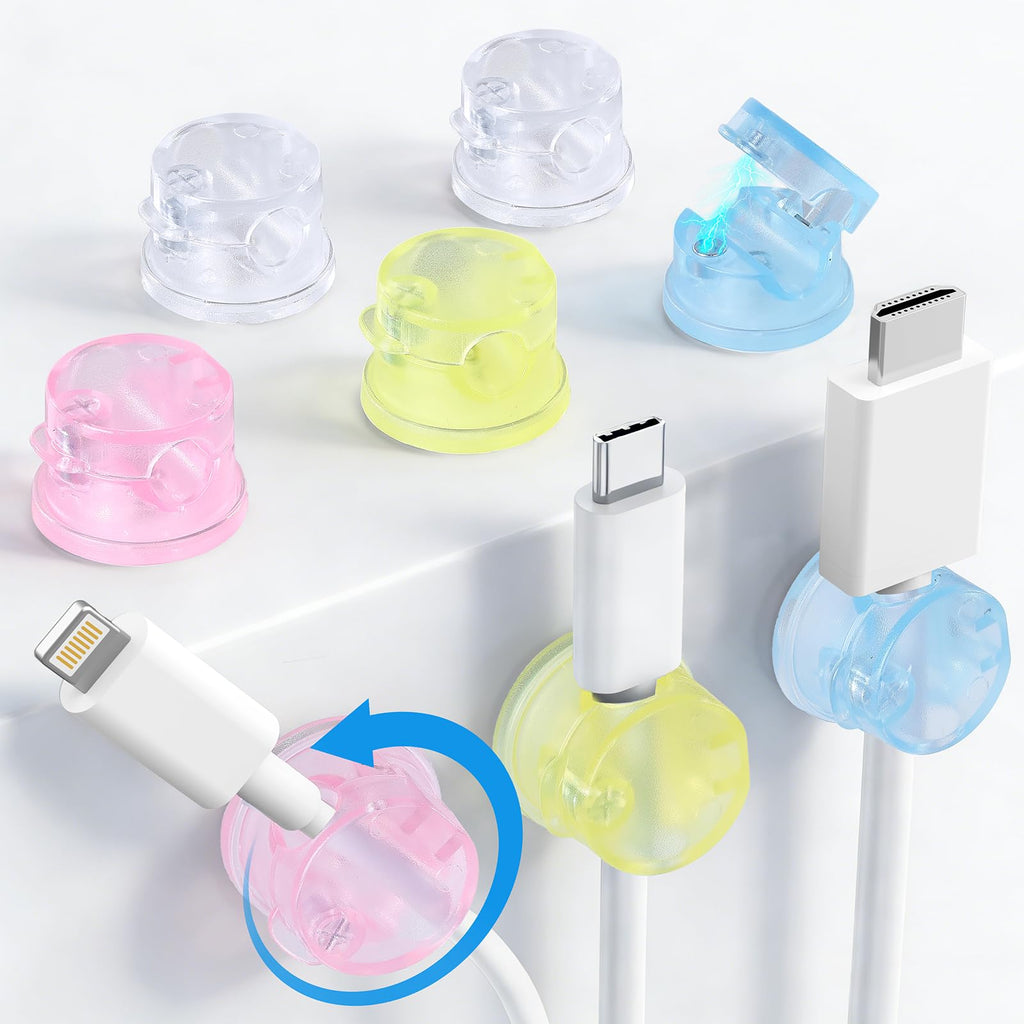 Pack Magnetic Cable Clips, Upgraded 360° Rotatable Cord Holde