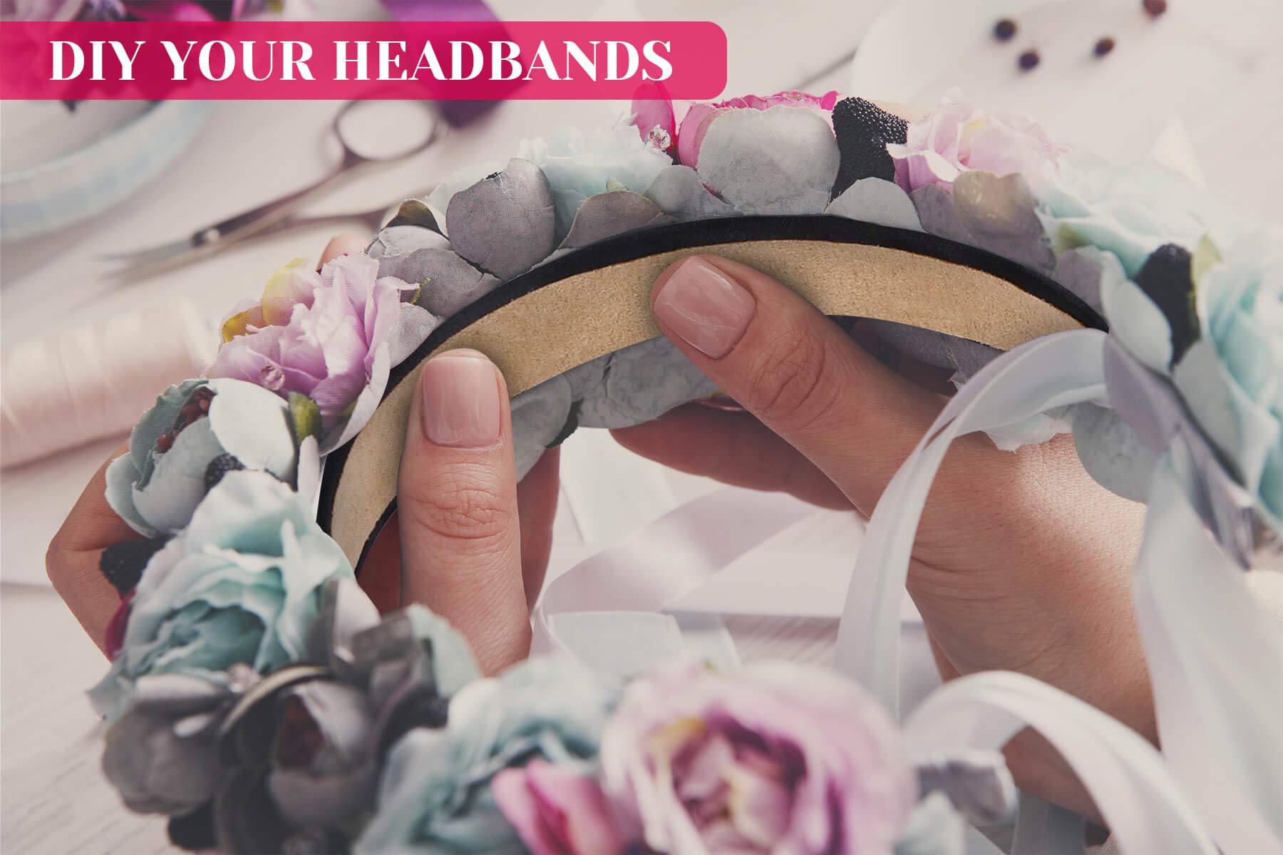 16 Pcs Satin Headbands Bulk 1 Inch Anti-slip Black Ribbon Hair Bands Plain Hard